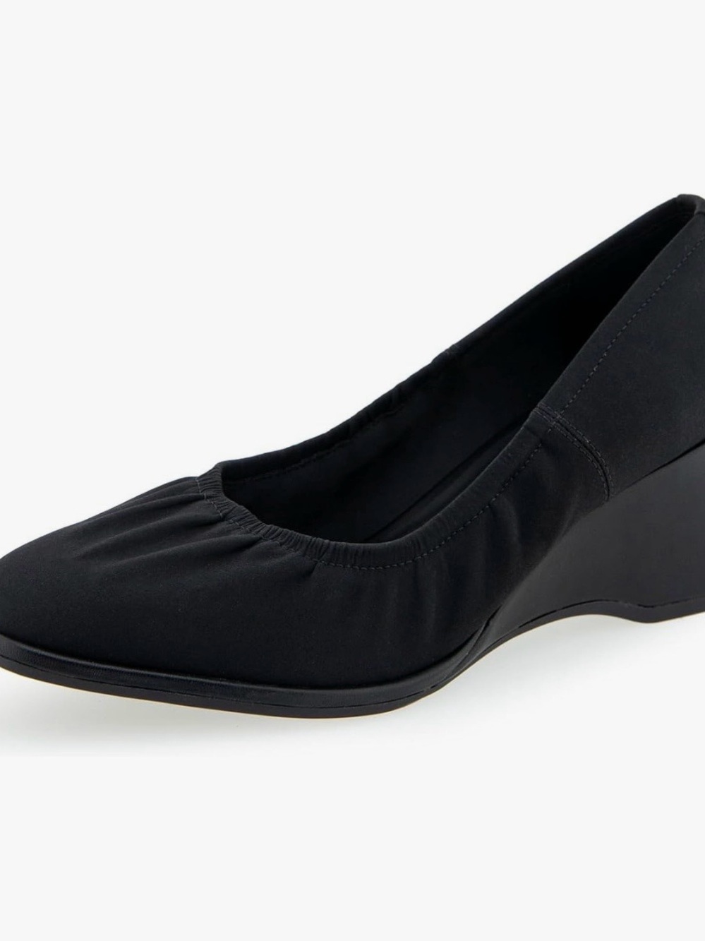 AEROSOLES Black Airlie Elastic-Edge Wedge Pump